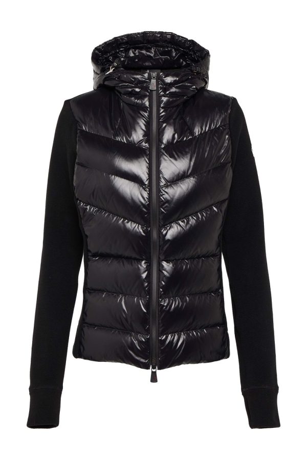 MONCLER GRENOBLE WOMENS HOODED HYBRID JACKET Size: L, colour: BLACK