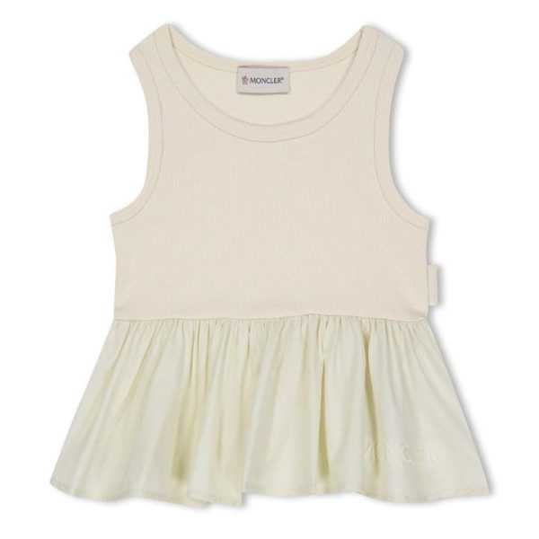 MONCLER Logo-Embroidered Peplum Top - White
