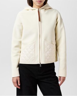 MONCLER Zip Quilted Jacket - White