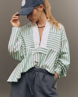 Maeve Half-Zip Long-Sleeve Swing Top
