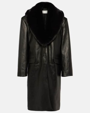 Magda Butrym Faux fur-trimmed leather coat