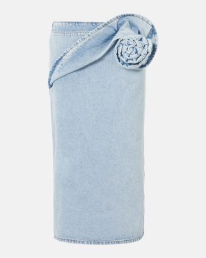 Magda Butrym Floral-applique denim pencil skirt
