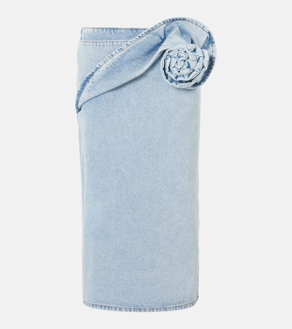 Magda Butrym Floral-applique denim pencil skirt