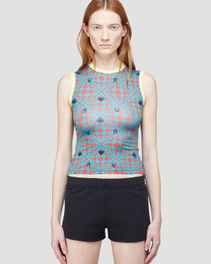 Maisie Wilen Knitted Muscle Beach Tank Top - Woman Tops Blue M