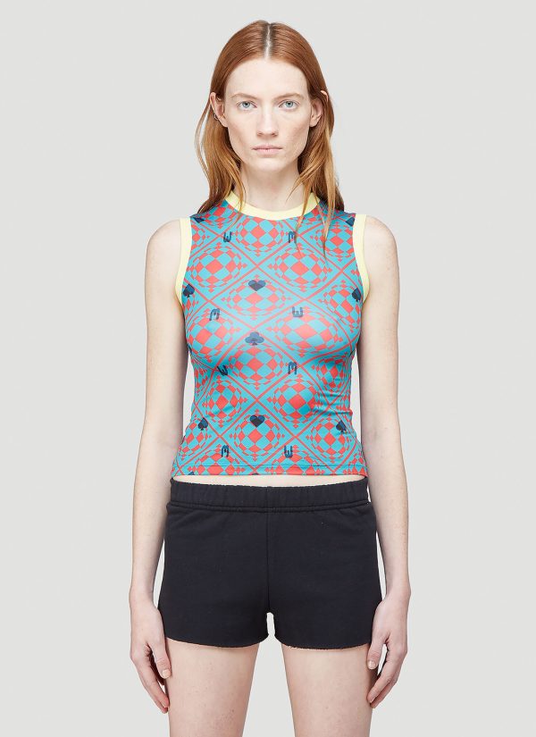 Maisie Wilen Knitted Muscle Beach Tank Top - Woman Tops Blue M