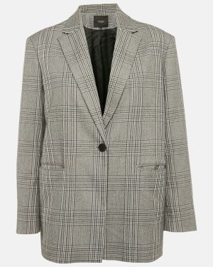Maje Grey Plaid Houndstooth Single Breasted Blazer M