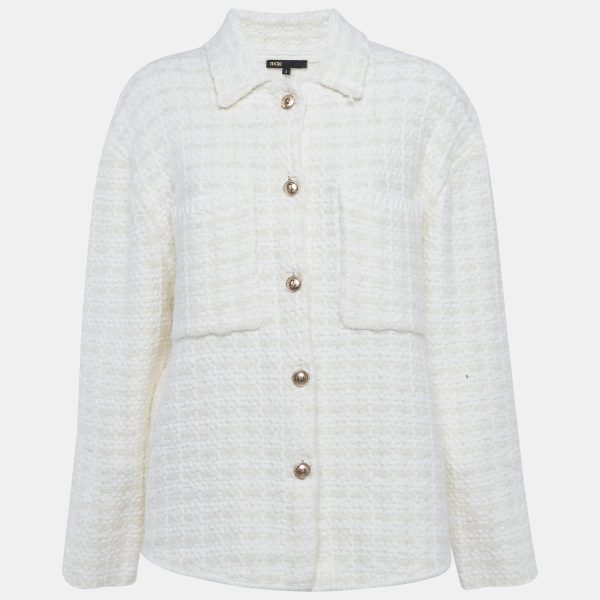 Maje Ivory Tweed Oversized Jacket L