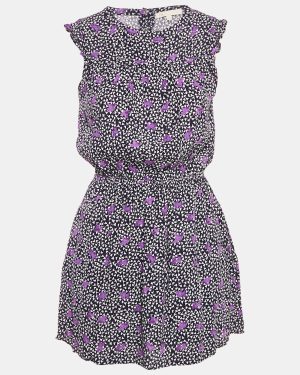 Maje Navy Blue Floral Print Crepe Pensées Marine Parme Mini Dress S