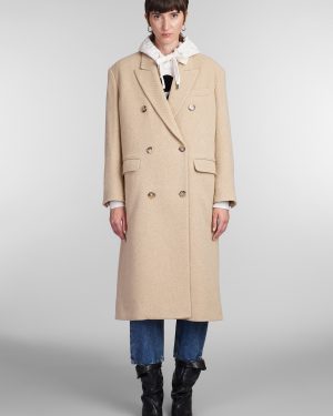 Marant Étoile Lexana Coat In Beige Wool