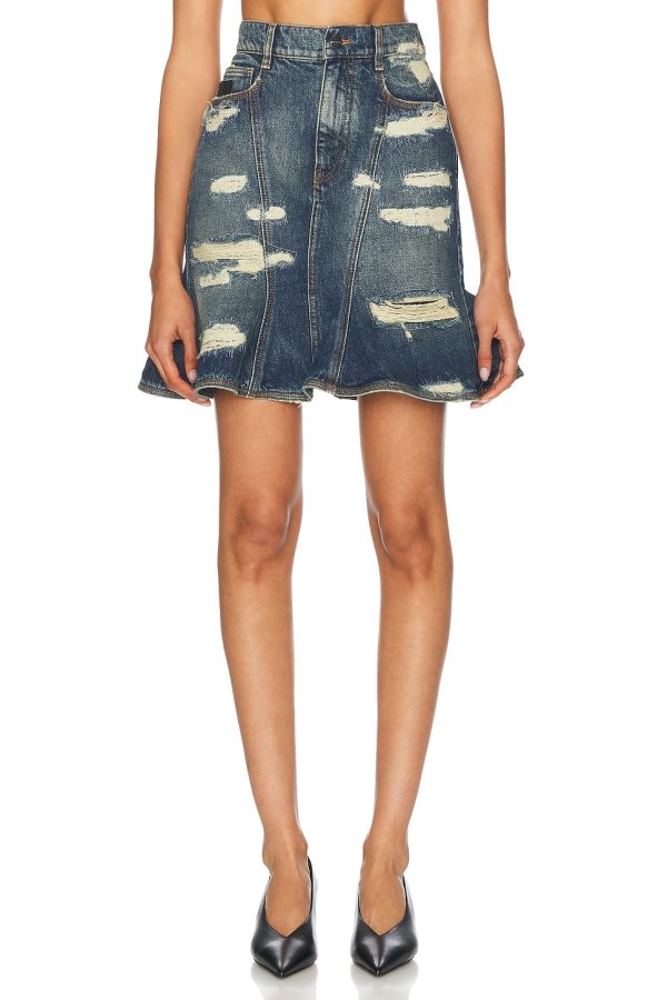 Marc Jacobs Fluted Mini Skirt in Punk Indigo - Denim-Dark. Size 24 (also in 25, 26, 27, 28).