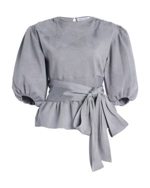 Marie Adam-Leenaerdt - Jacquard Peplum Top - Light Grey - XS - Moda Operandi