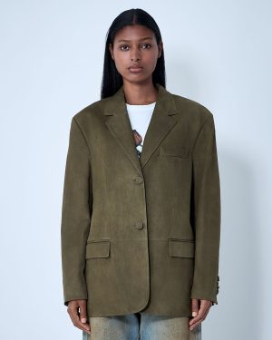 Marni Suede Single-breasted Blazer - Woman Blazers Green It - 38