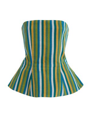 Marrakshi Life - Exclusive The Striped Cotton Corset Top - Green - L - Moda Operandi