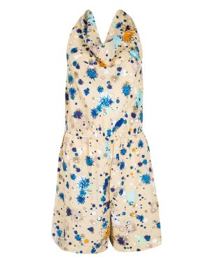 Matthew Williamson For Macy's Beige Printed Halter Neck Detail Romper S