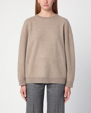 Max Mara Beige Sweatshirt In Wool And Cashmere Blend