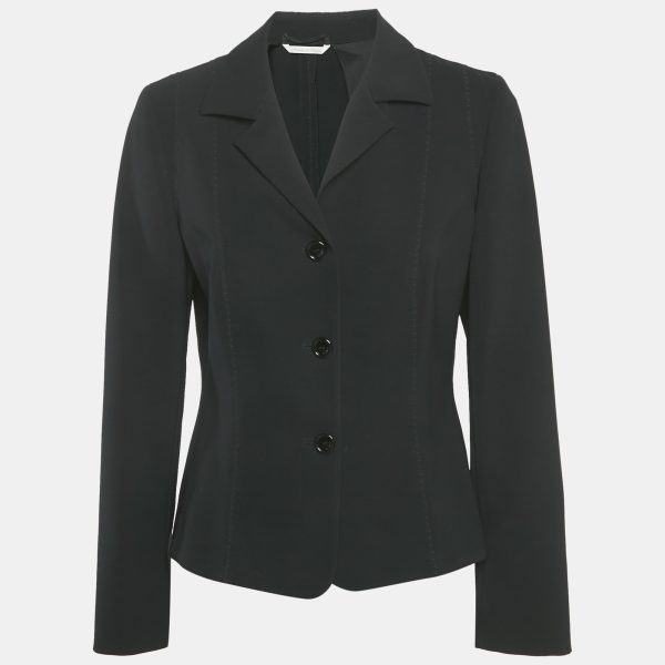 Max Mara Black Crepe Button Front Blazer M