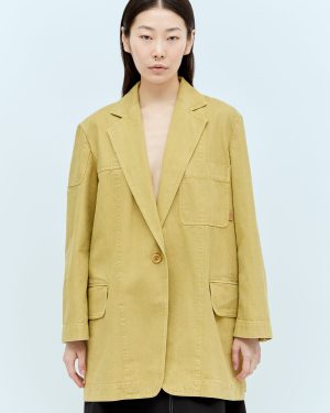 Max Mara Oversized Canvas Blazer - Woman Blazers Yellow It - 40