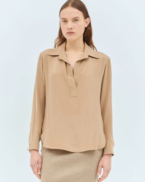 Max Mara Silk Crpe De Chine Shirt - Woman Shirts Beige It - 40