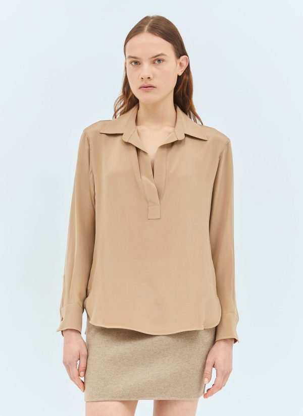 Max Mara Silk Crpe De Chine Shirt - Woman Shirts Beige It - 40