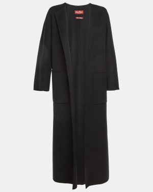 Max Mara Studio Black Wool Open Front Coat M