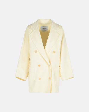 Max Mara teddy Crop White Wool Blend Coat