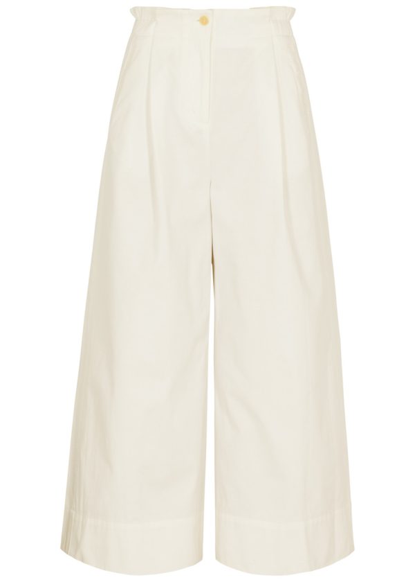 Merlette Sargent Cropped Cotton Trousers - Ivory - 4 (UK 6 /xs)