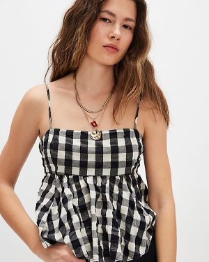Mia Plaid Tank Top at Free People in Black Combo, Size: Small
