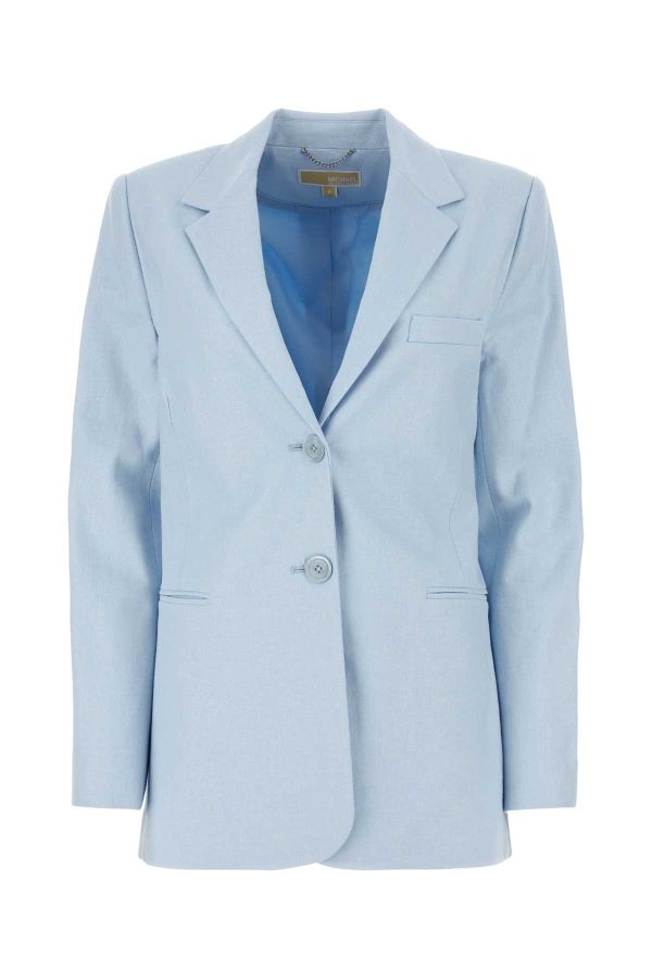 Michael Kors Pastel Light Blue Linen Blend Blazer