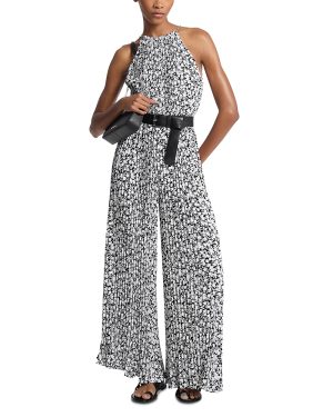 Michael Michael Kors Pleated Chain Neck Halter Jumpsuit