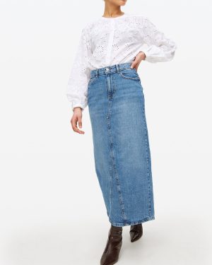 Mid Blue Rinse Midaxi Denim Skirt