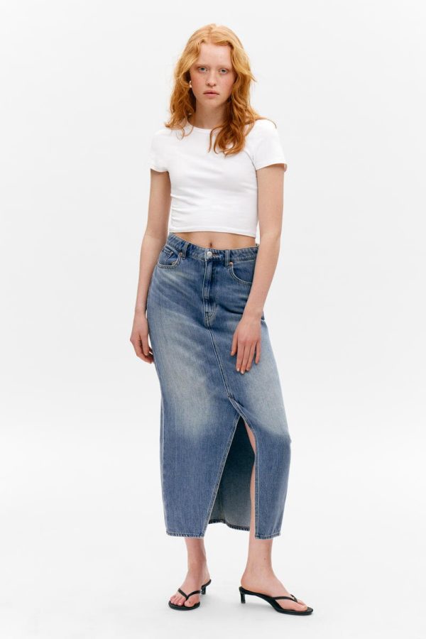 Midi denim skirt