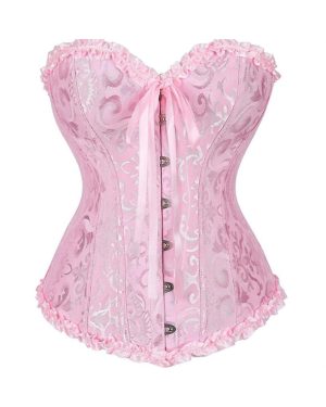 Mimigo Women Lace Up Back Sexy Floral Corset For Women Lingerie Bustier Top Plus Size