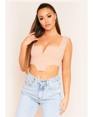 Missy Empire Bar Square Neck Corset Crop Top - Pink