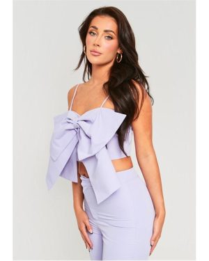 Missy Empire Bow Crop Top - Purple