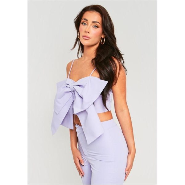 Missy Empire Bow Crop Top - Purple