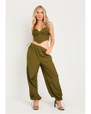 Missy Empire Cargo Trousers With Toggle - Green