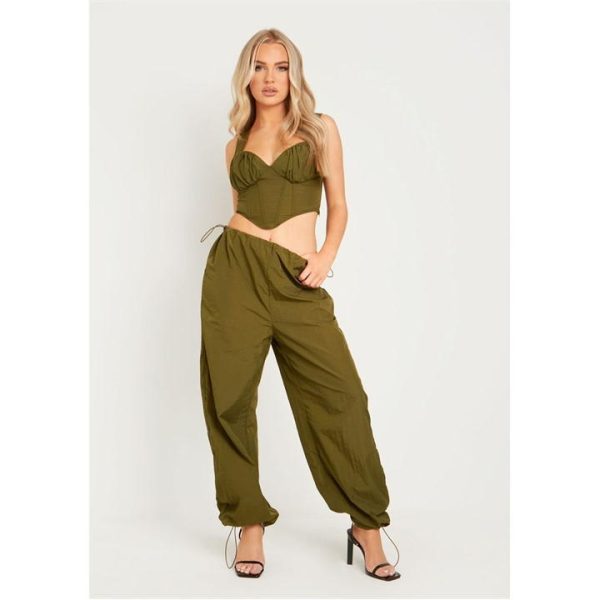 Missy Empire Cargo Trousers With Toggle - Green