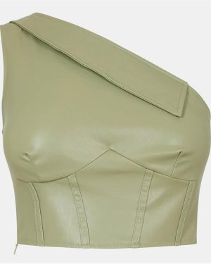 Missy Empire Corset Faux Leather Top Womens - Green
