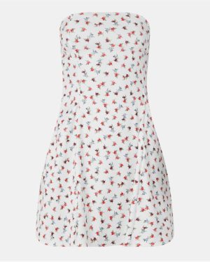 Missy Empire Floral Skater Bandeau Dress Womens - White