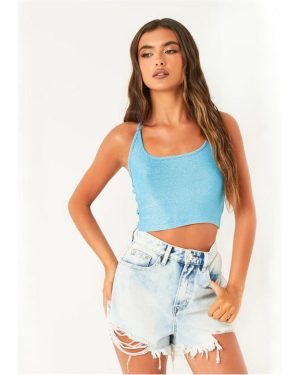 Missy Empire Knit Halter Top - Blue