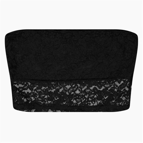 Missy Empire Lace Bandeau Crop Top - Black