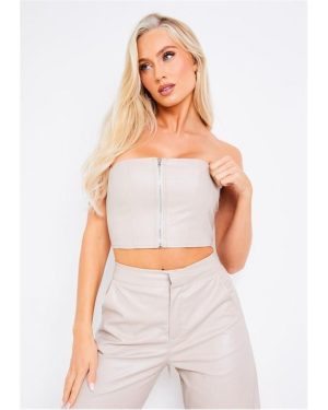Missy Empire Lace Up Corset Back Top - Cream