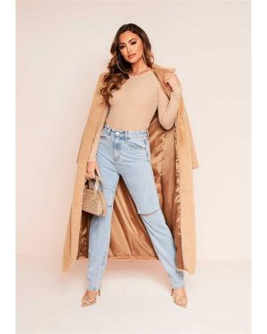 Missy Empire Long Sleeve Bodysuit - Beige