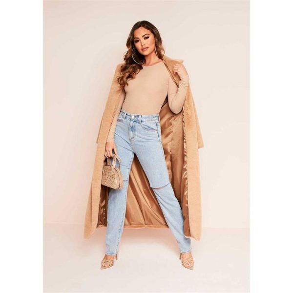 Missy Empire Long Sleeve Bodysuit - Beige