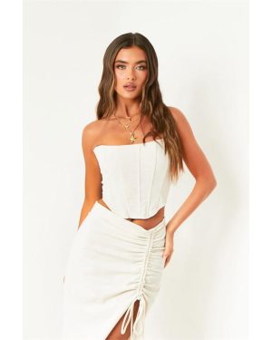 Missy Empire Look Corset Top - Beige