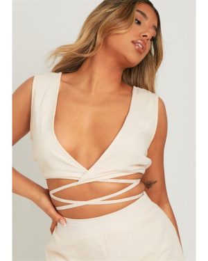 Missy Empire Look Wrap Around Top - White