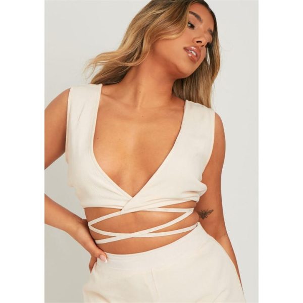 Missy Empire Look Wrap Around Top - White