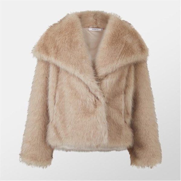 Missy Empire Oversized Faux Fur Coat Womens - Beige