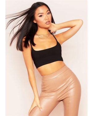 Missy Empire Plunge Neck Crop Top - Black
