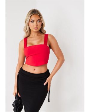 Missy Empire Sleeve Corset Top - Red